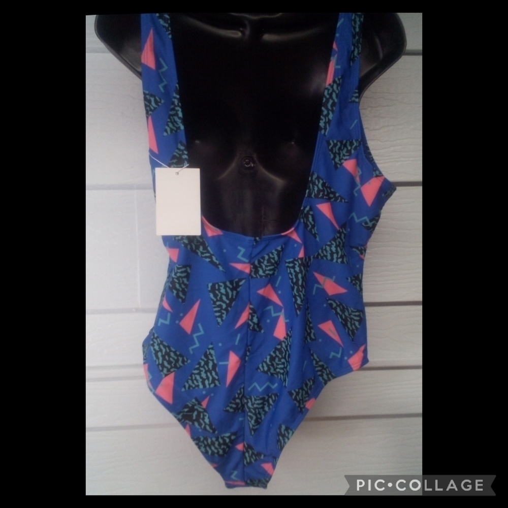 Blue one piece swimsuit. - Picture 2 of 5